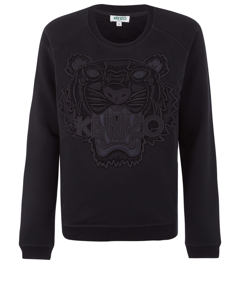 KENZO Black Applique Tiger Sweatshirt 