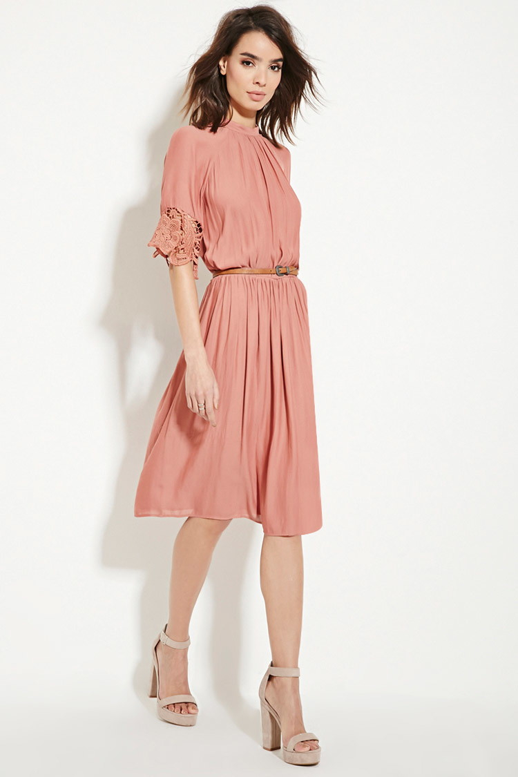 Forever 21 Contemporary Crochettrim Dress in Pink Lyst