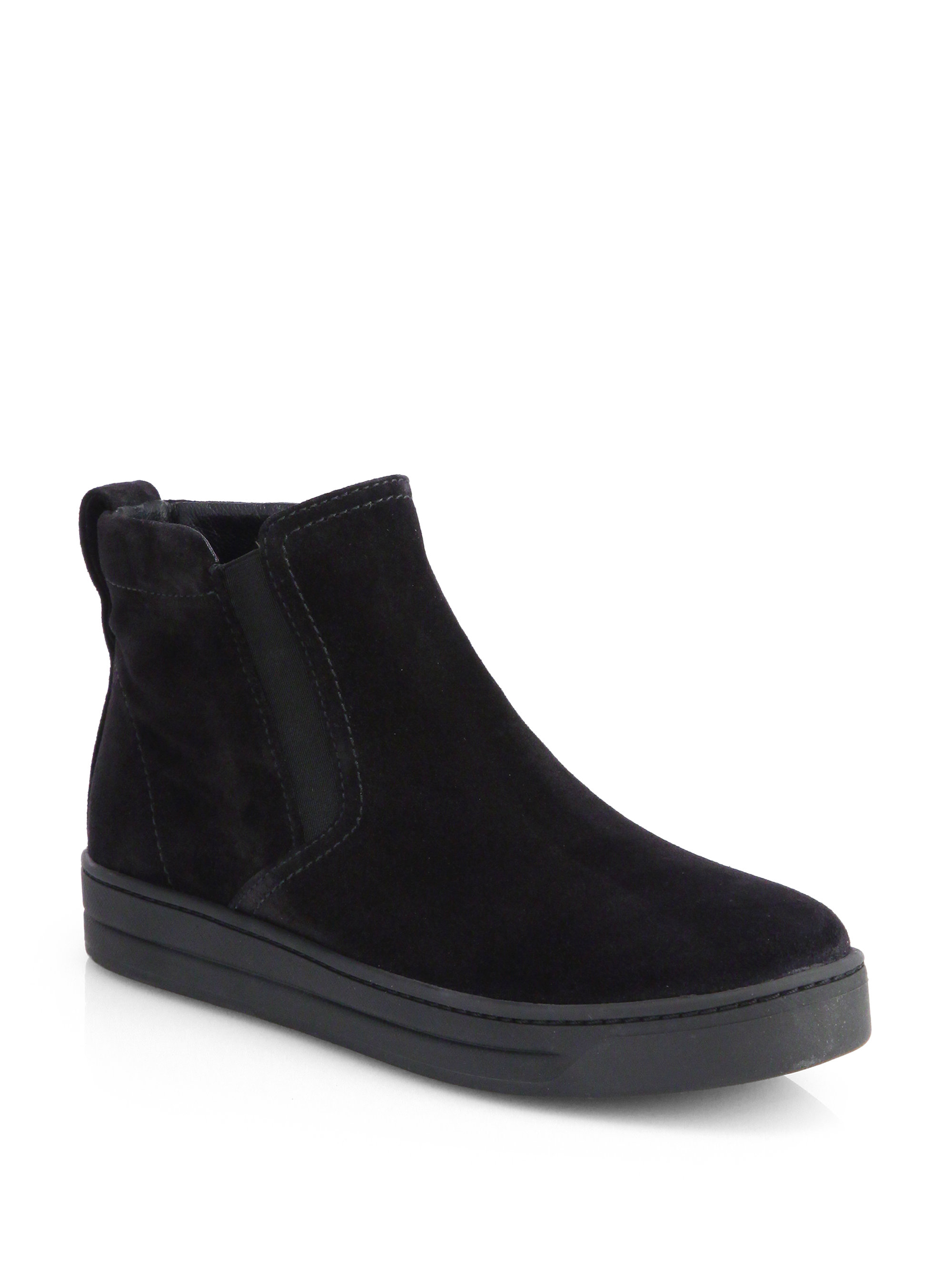 high top laceless sneakers