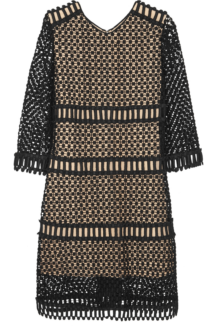 Lyst - Chloé Crocheted Wool And Cotton-Blend Mini Dress in Black