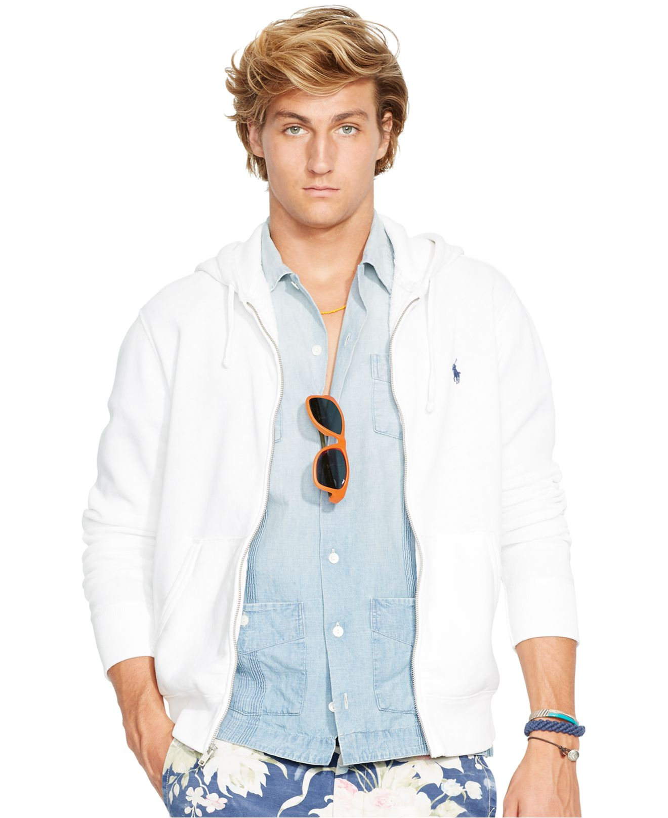 Polo Ralph Lauren Full-Zip Fleece Hoodie in White for Men | Lyst