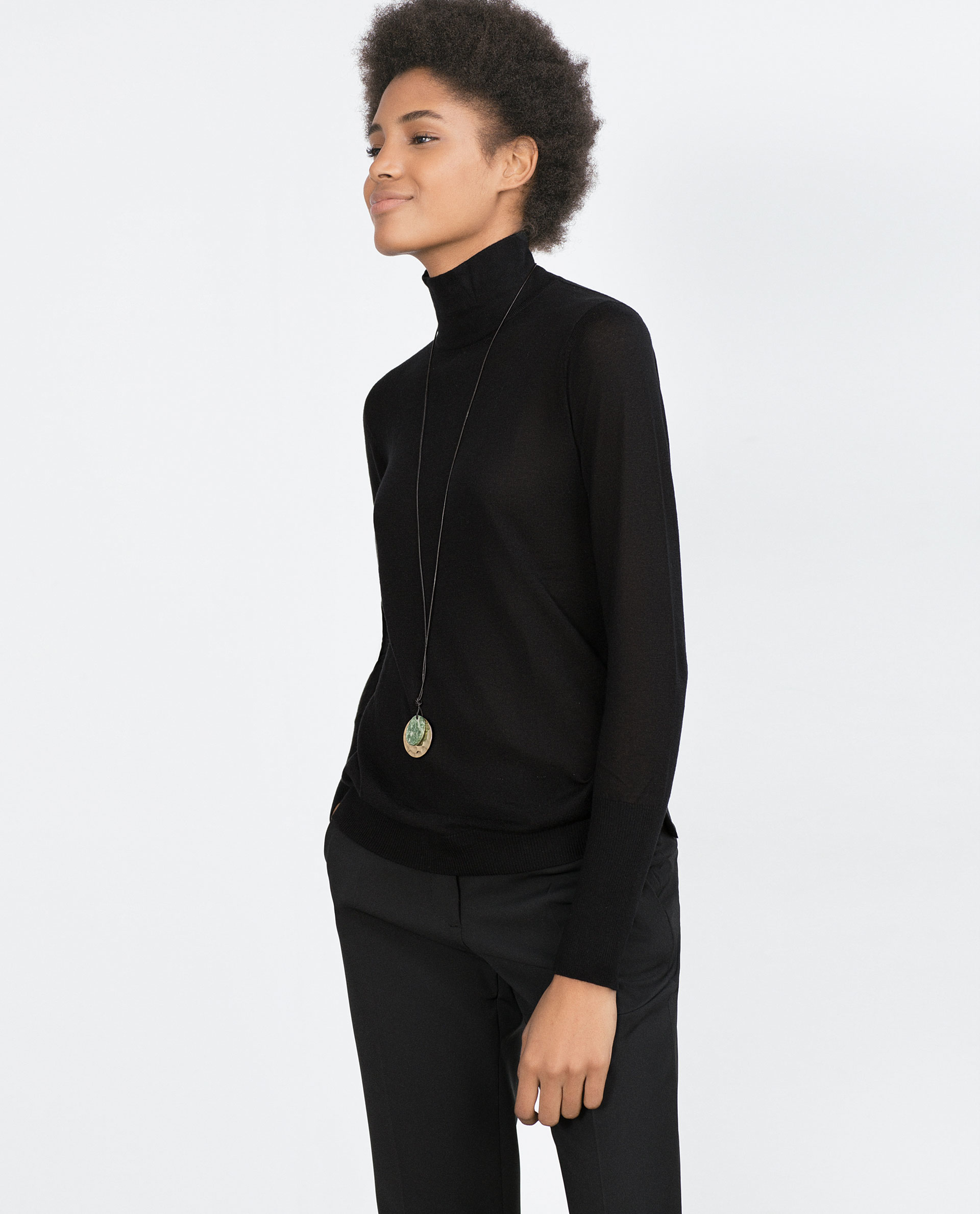 Zara Polo Neck Sweater in Black Lyst