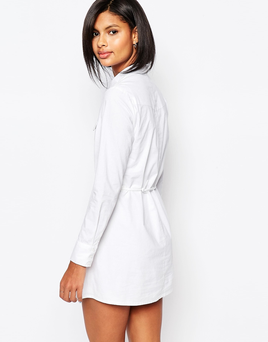 White Drawstring Waist Dress Fashion Dresses