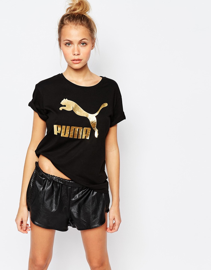 black and gold puma shirt womens