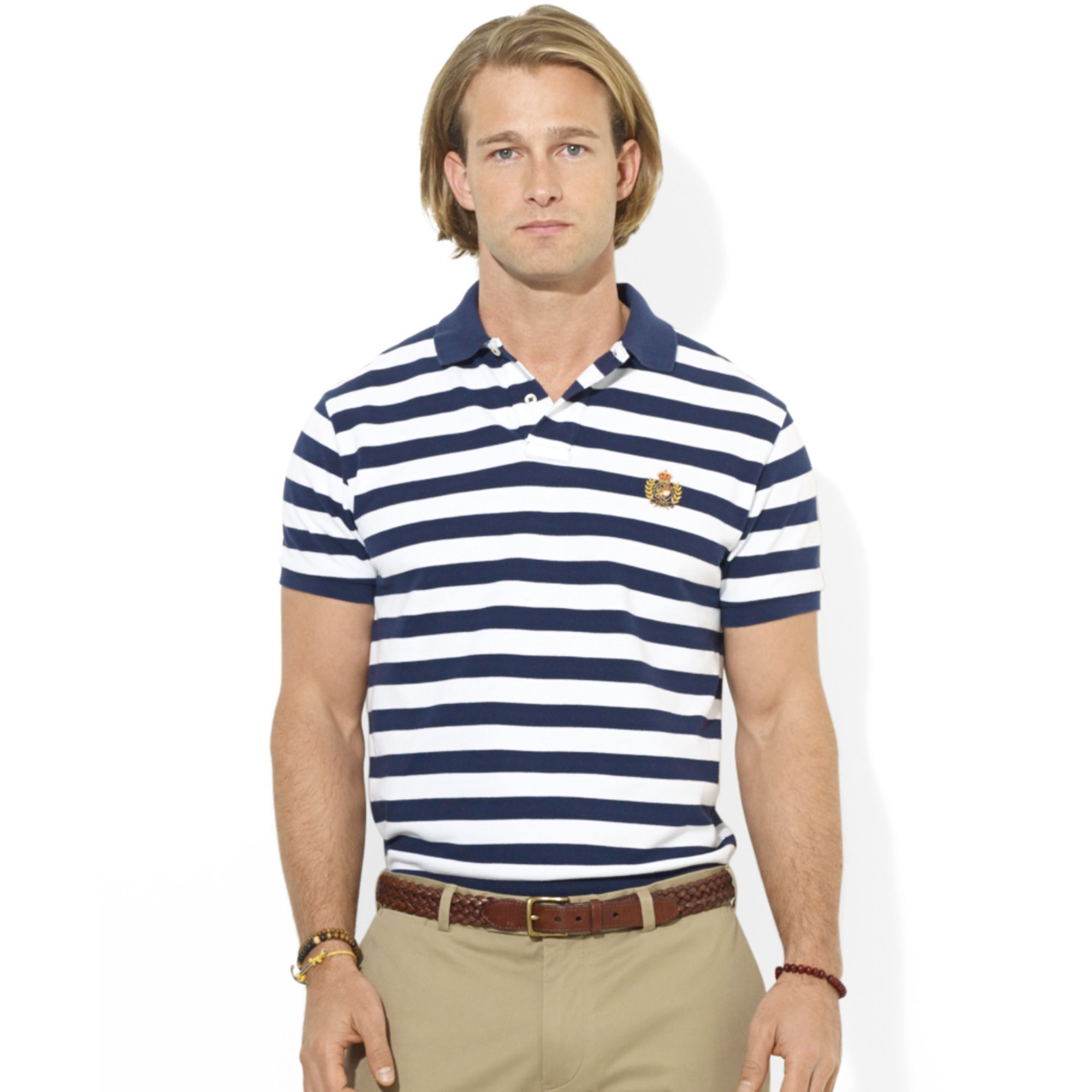 Ralph Lauren Polo Classicfit Heritage Crest Striped Mesh Polo in French