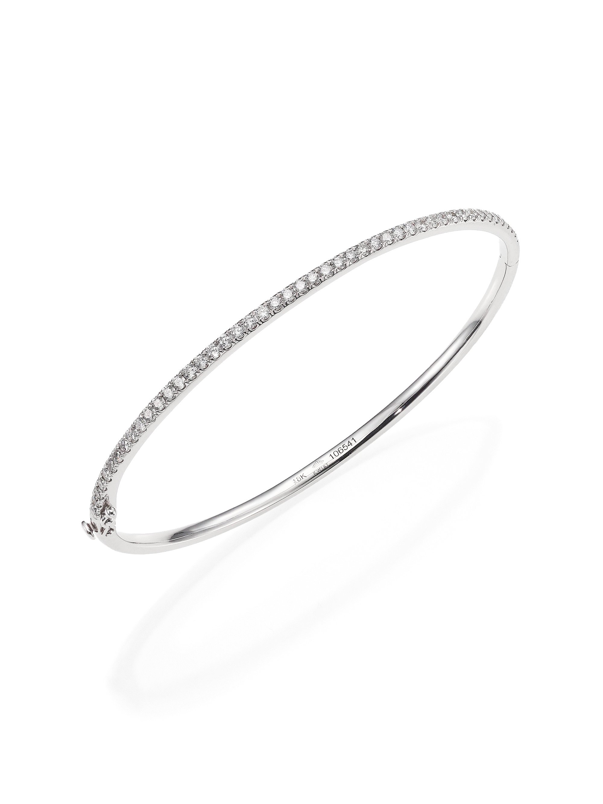 Diamond  18K White Gold Stacking Bangle Bracelet in White (WHITE ...