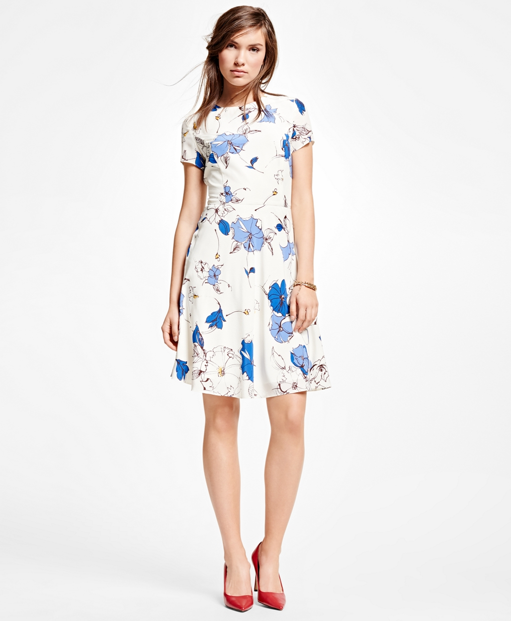 Lyst - Brooks Brothers Silk Floral Dress in White