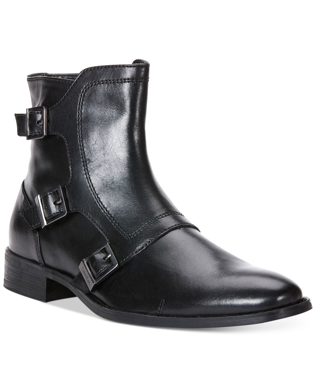Calvin Klein Stark Leather Boots in Black - Lyst