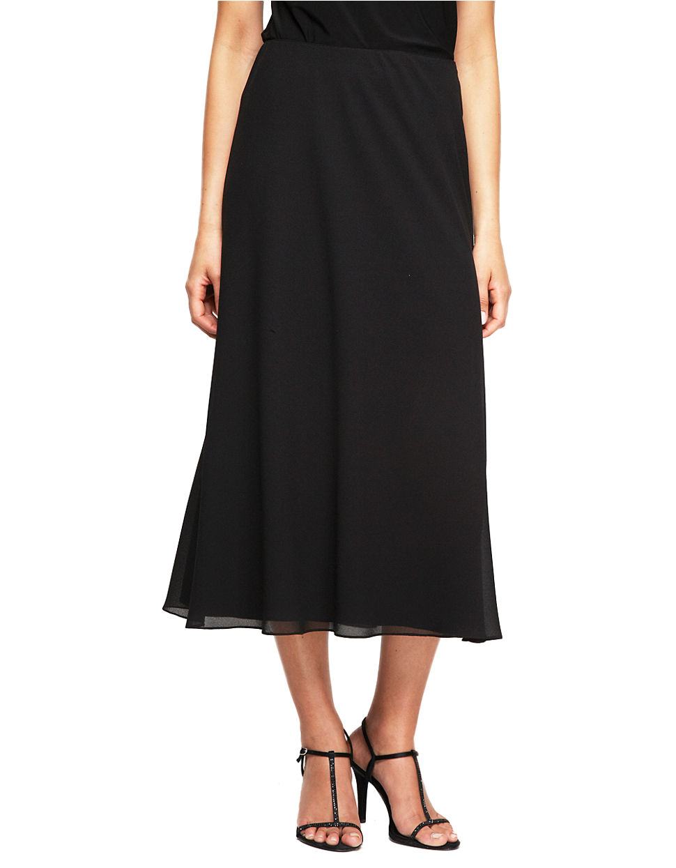 Lyst - Alex Evenings Plus Chiffon T Length Skirt in Black