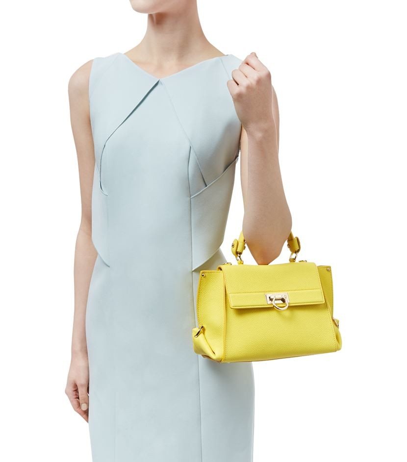 Ferragamo Small Sofia Grain Tote In Yellow Lyst Gallery