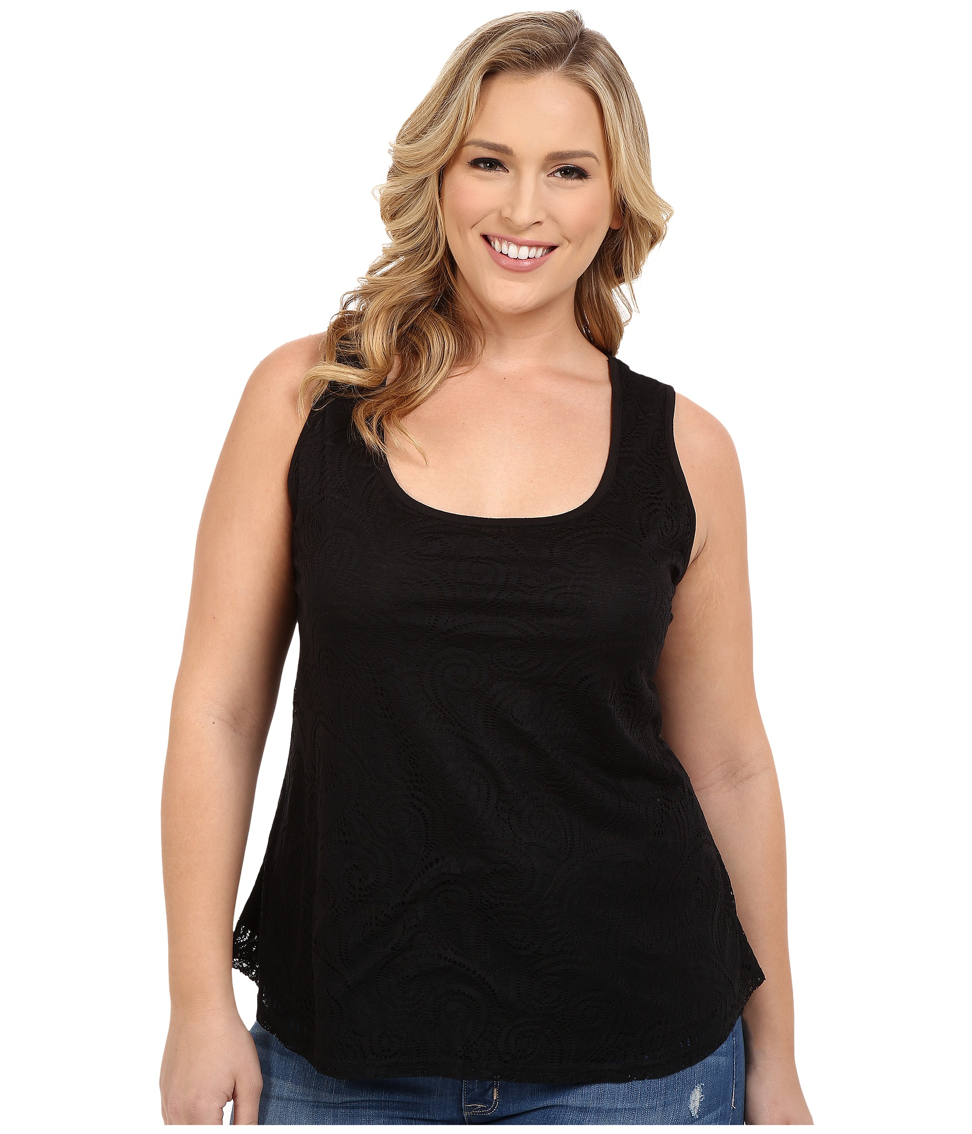 black lace tank top plus size