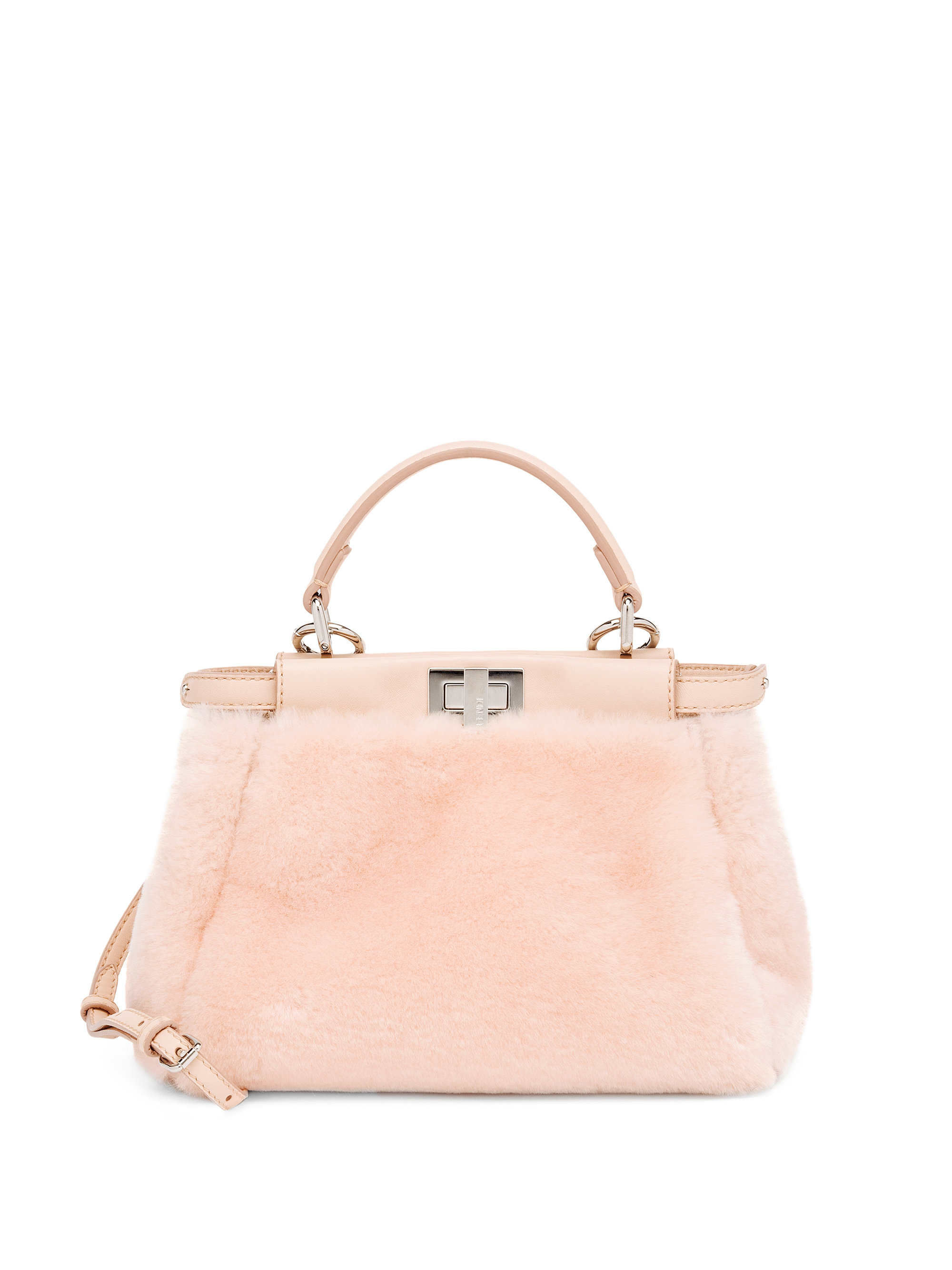 Lyst - Fendi Peekaboo Mini Sheep Fur Satchel in Pink