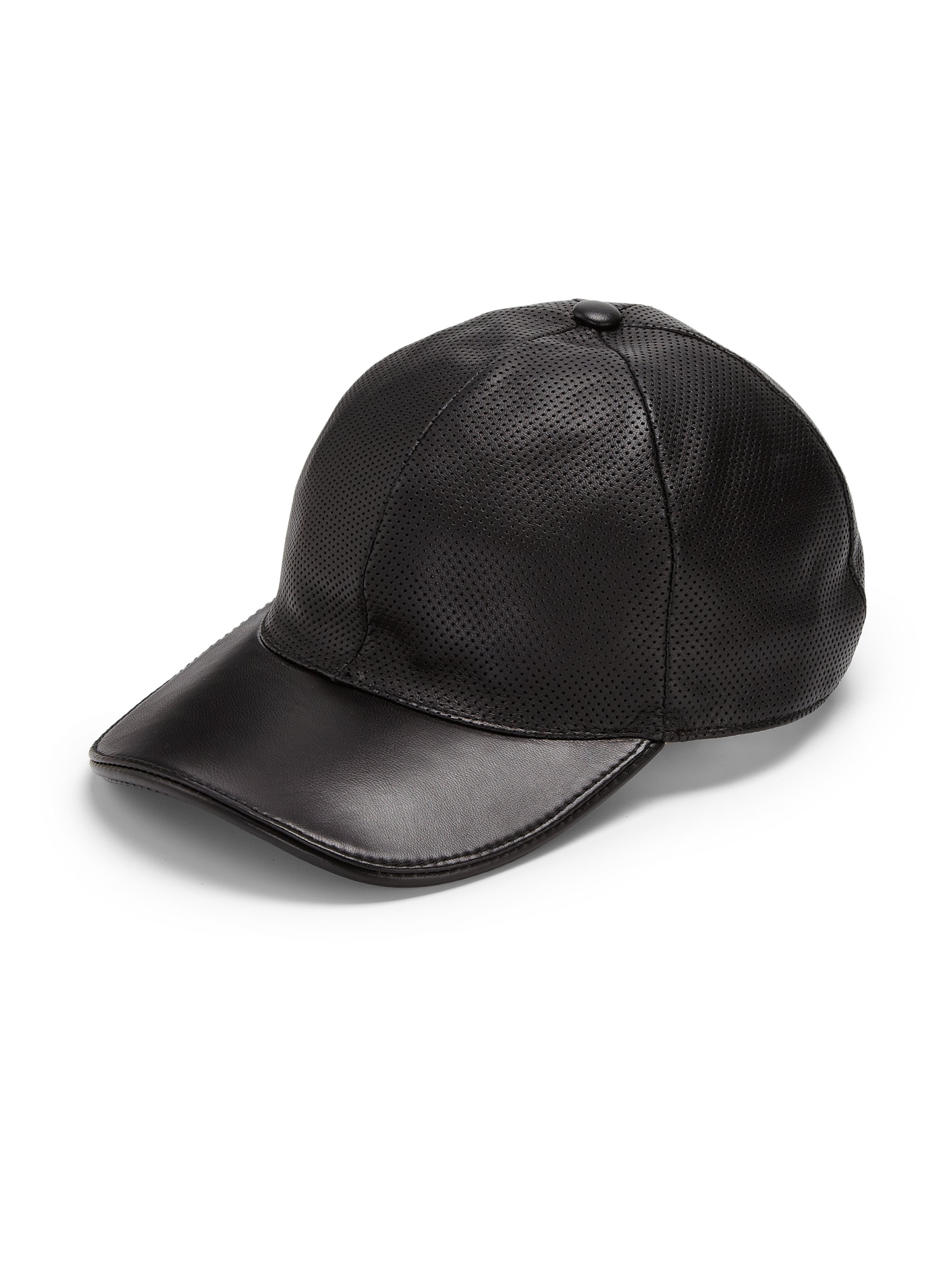Gucci Leather Baseball Hat in Black for 