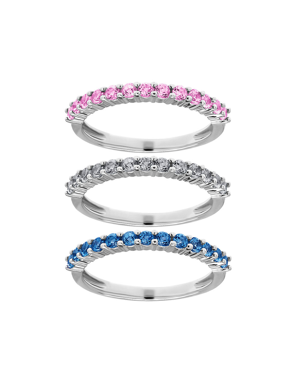 Lord & taylor Multicolor Sapphire And 14k White Gold Stacked Ring Set