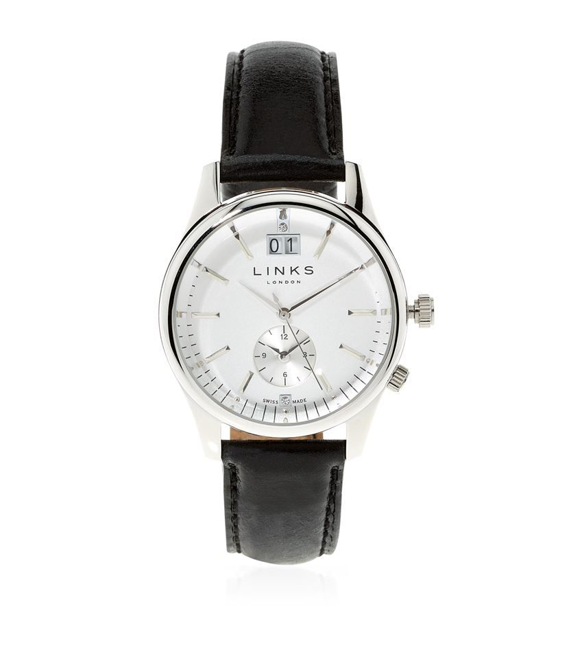 Links Of London Regent Leather Strap Watch in Silver for Men Lyst