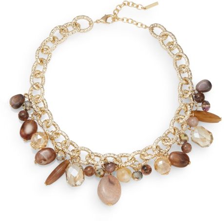 saks neutral fifth bead avenue chain necklace multi