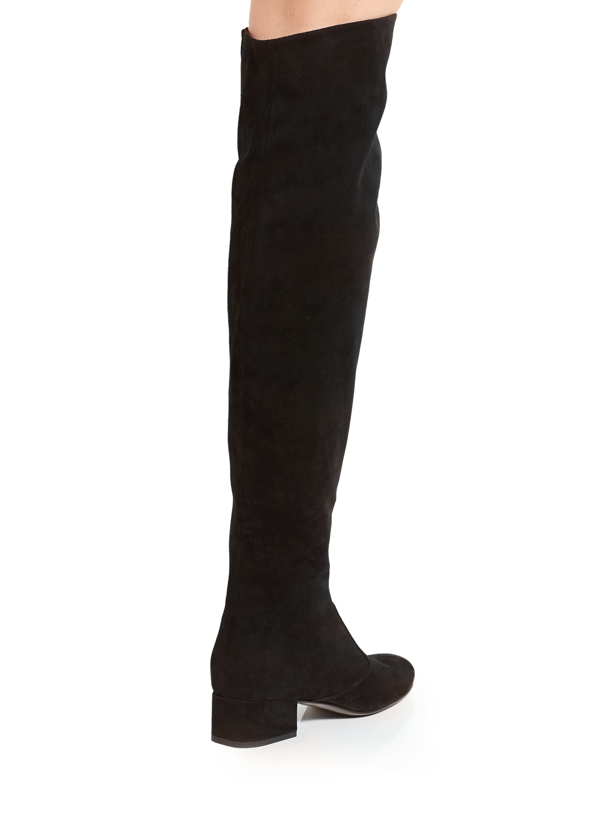 suede otk boots lyst laurent suede the knee boots in black suede otk boots lyst laurent suede the knee boots in black