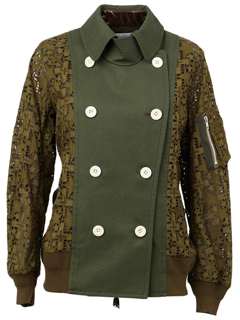 Sacai Military Bomber Jacket in Green - Lyst