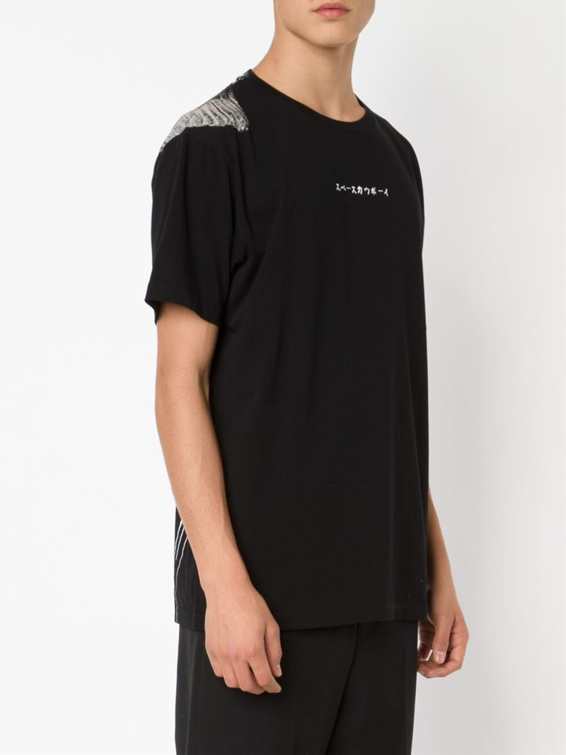 men paint drip print skinny shirt