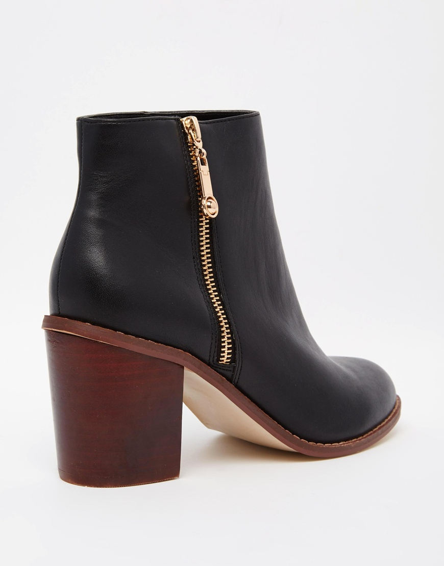 black stacked heel boot