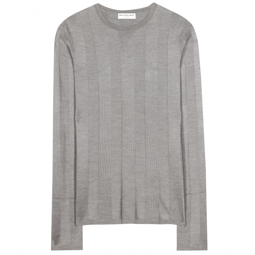 Balenciaga Knitted Silk Sweater in Gray Lyst