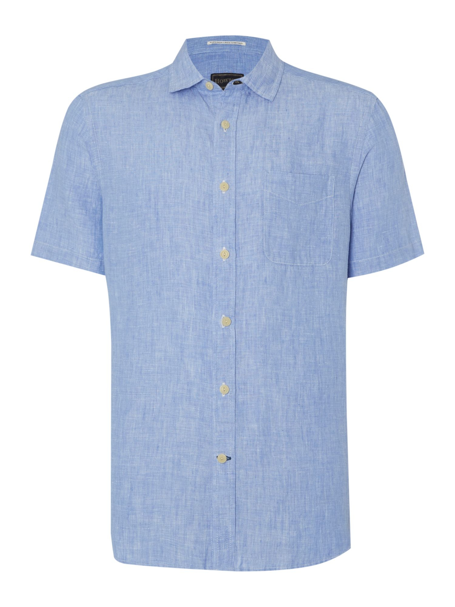 Howick Columbia Plain Linen Short Sleeve Shirt in Blue for Men | Lyst