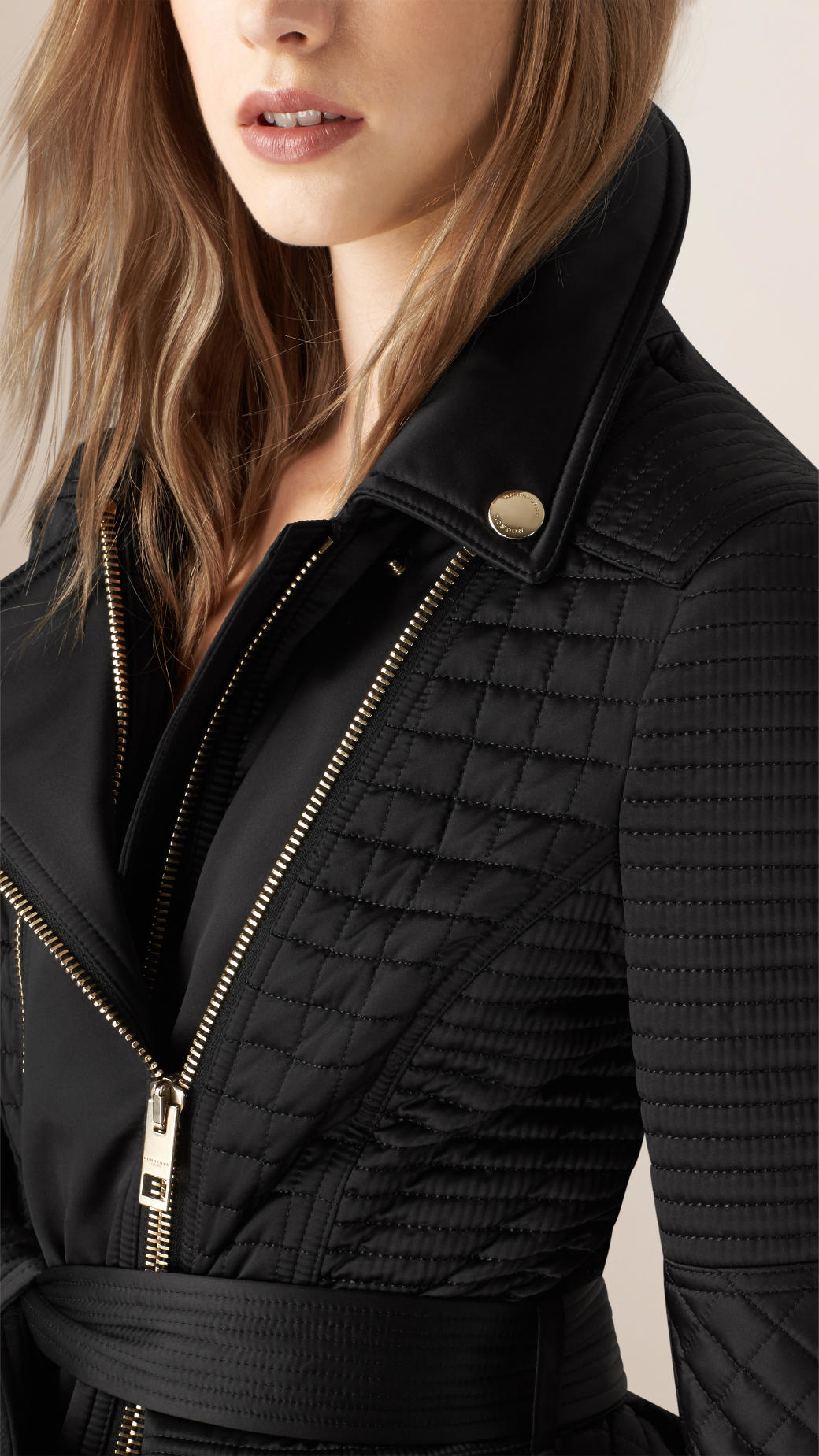 Burberry Leather Quilted Crepe Biker Jacket in Black - Lyst