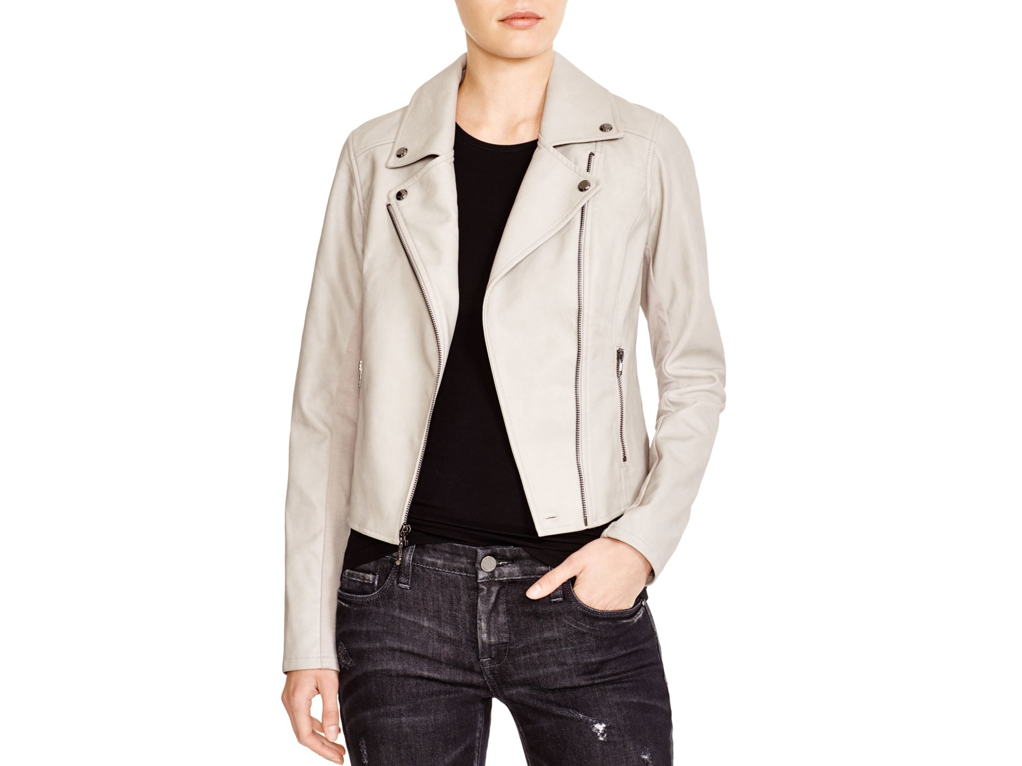 guess grey leather jacket