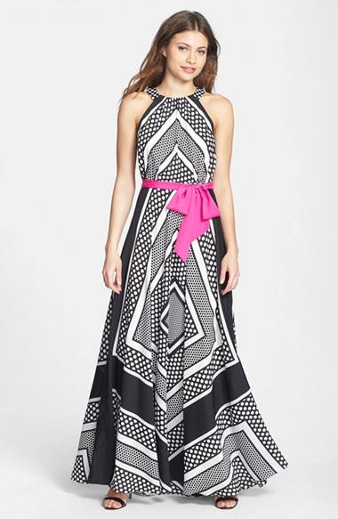 eliza j black and white dress