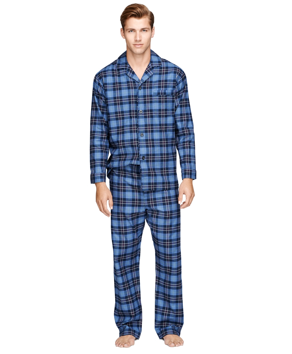 Brooks Brothers Tartan Flannel Pajamas in Navy (Blue) for Men - Lyst