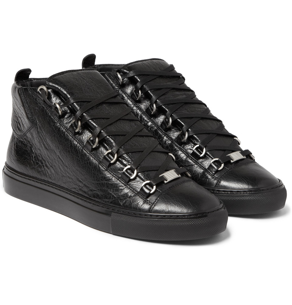 Balenciaga Arena High-Top Leather Trainers in Black for Men - Lyst