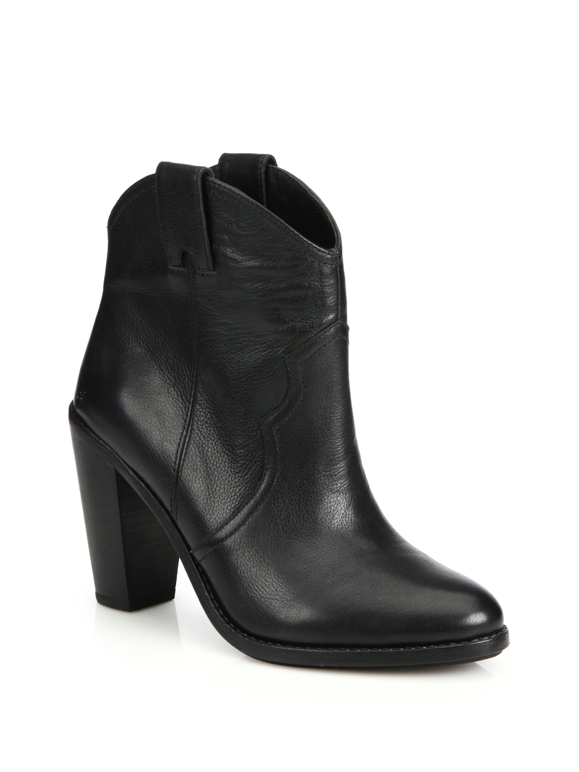 Joie Monte Western Leather Booties in Black Lyst