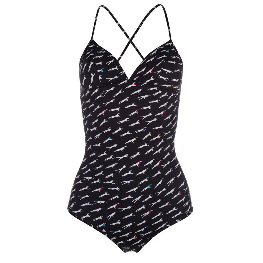 Paul smith Women's Black 'swimmers' Print Triangle Swimsuit in Black | Lyst