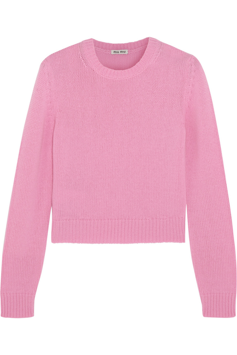 Miu Miu Cropped Cashmere Sweater in Pink - Lyst