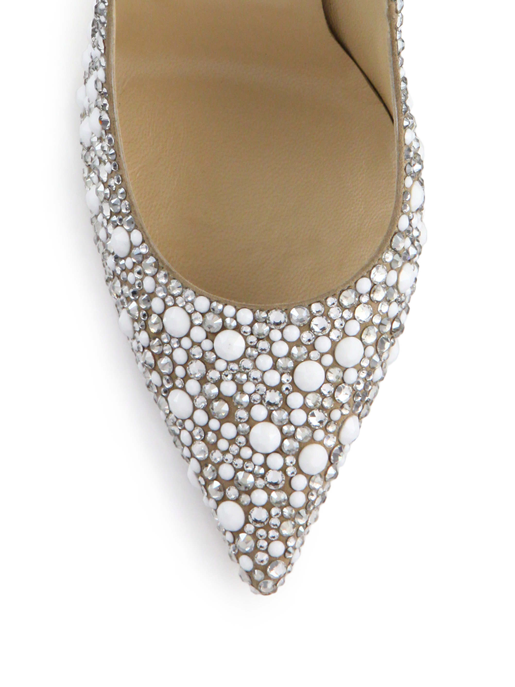 Jimmy Choo Anouk 120 Crystal-embellished Suede Pumps in White - Lyst