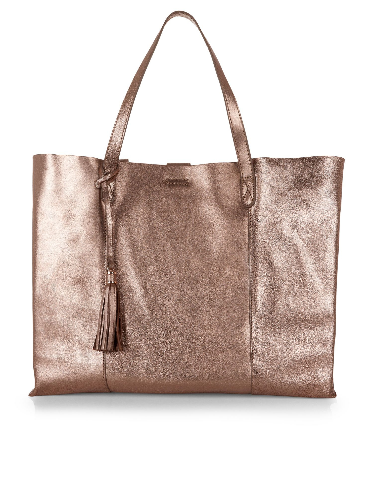 Accessorize Leather Slouchy Shopper Bag in Metallic (Brown) - Lyst