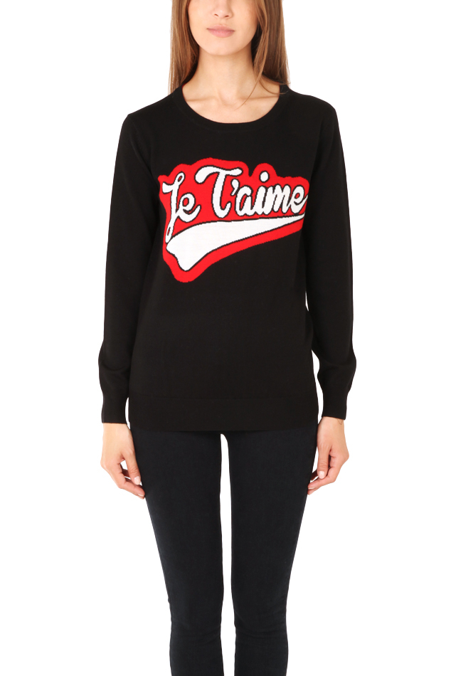 markus lupfer je t aime intarsia sweater in black lyst markus lupfer je t aime intarsia sweater in black lyst
