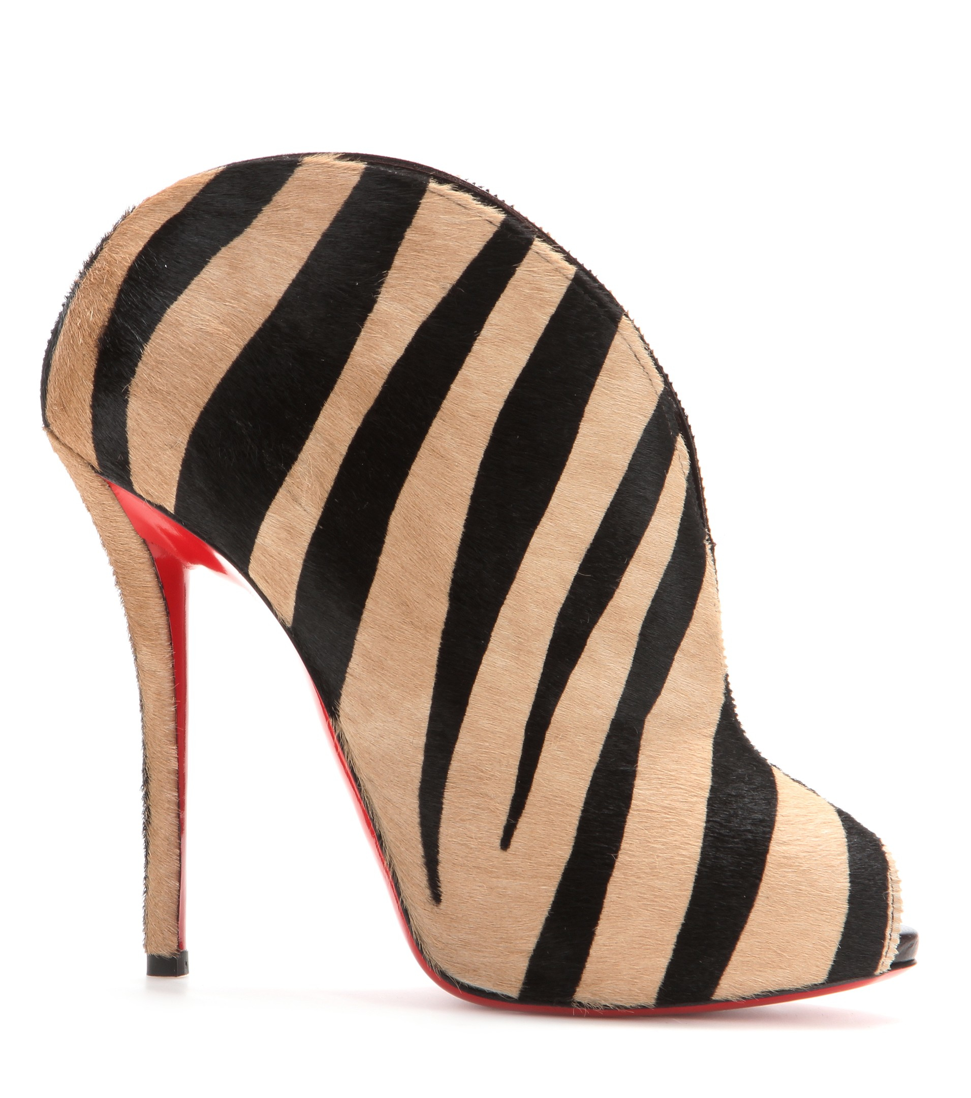 christian louboutin round-toe ankle boots Brown ponyhair leopard ...