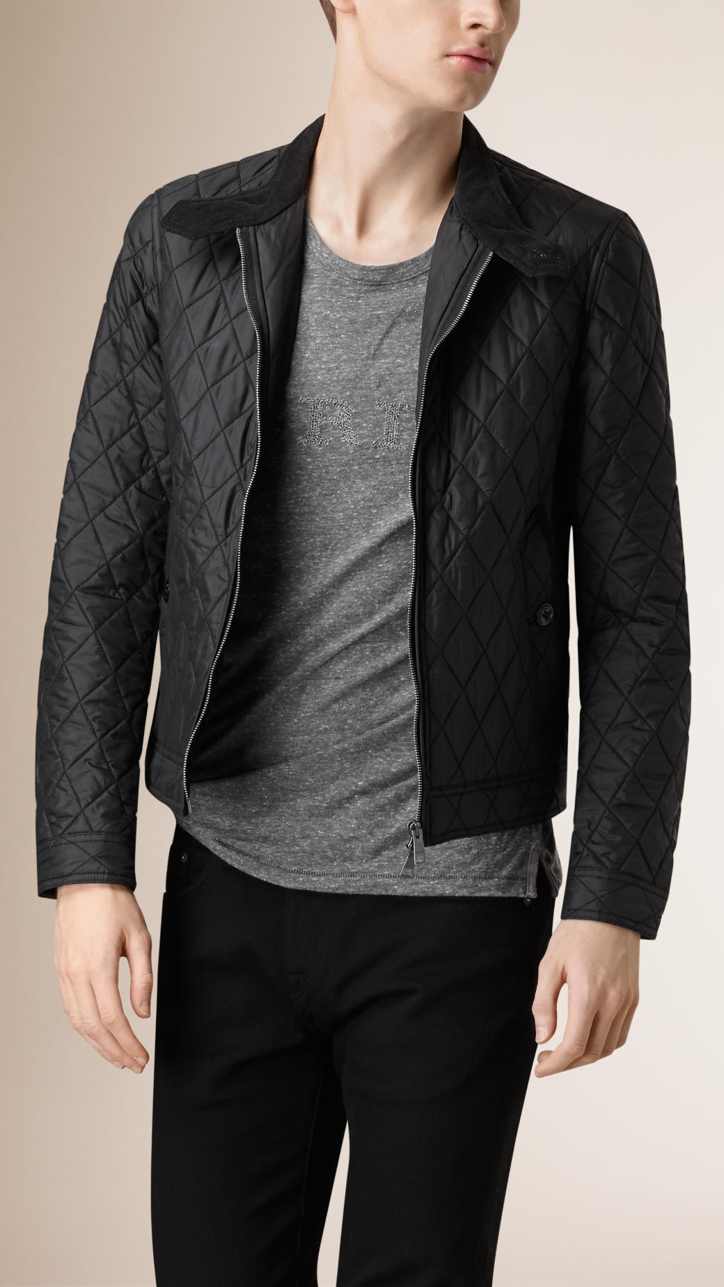 Burberry Diamond Quilted Harrington Jacket in Black for Men - Lyst