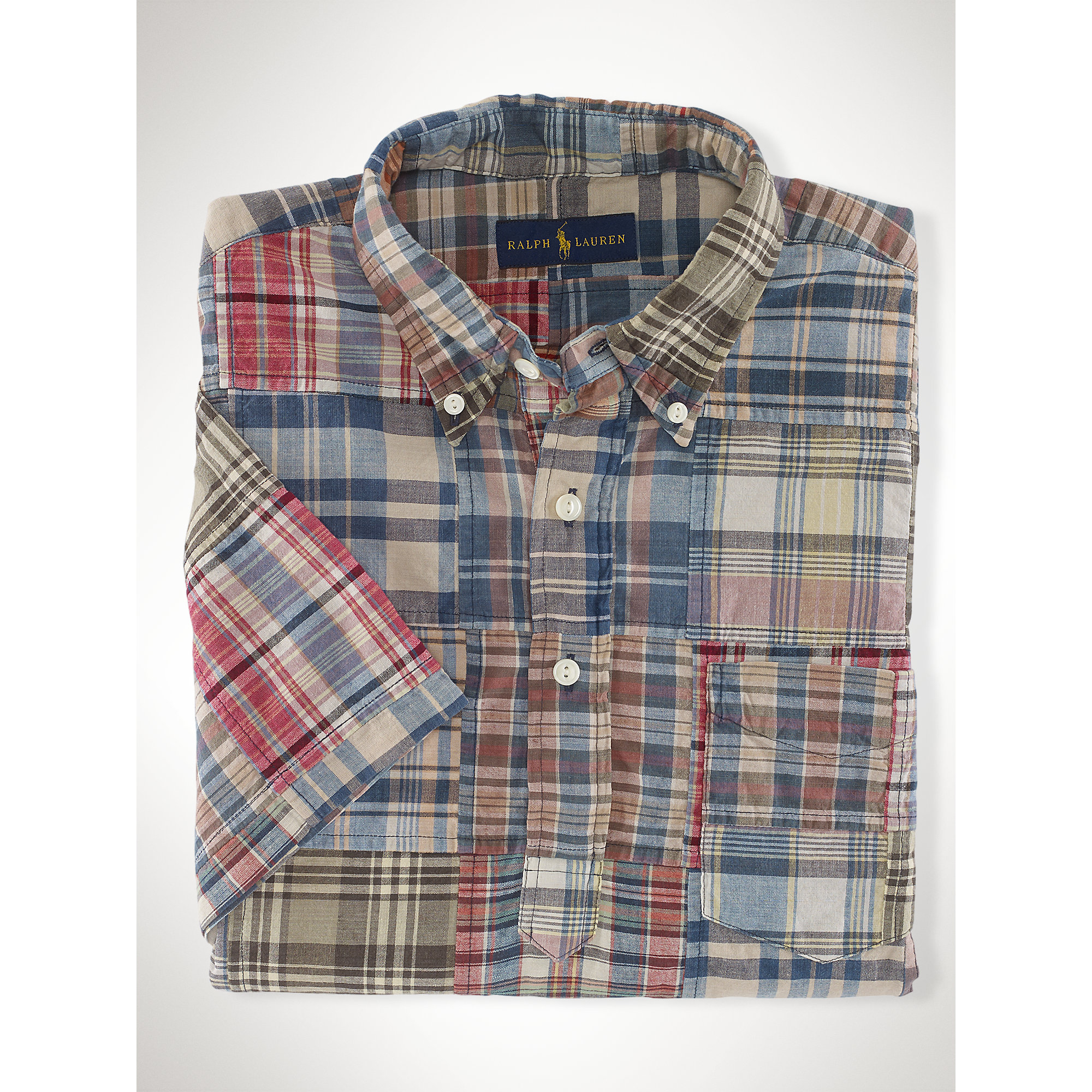Polo Ralph Lauren Cotton Madras Patchwork Shirt for Men | Lyst