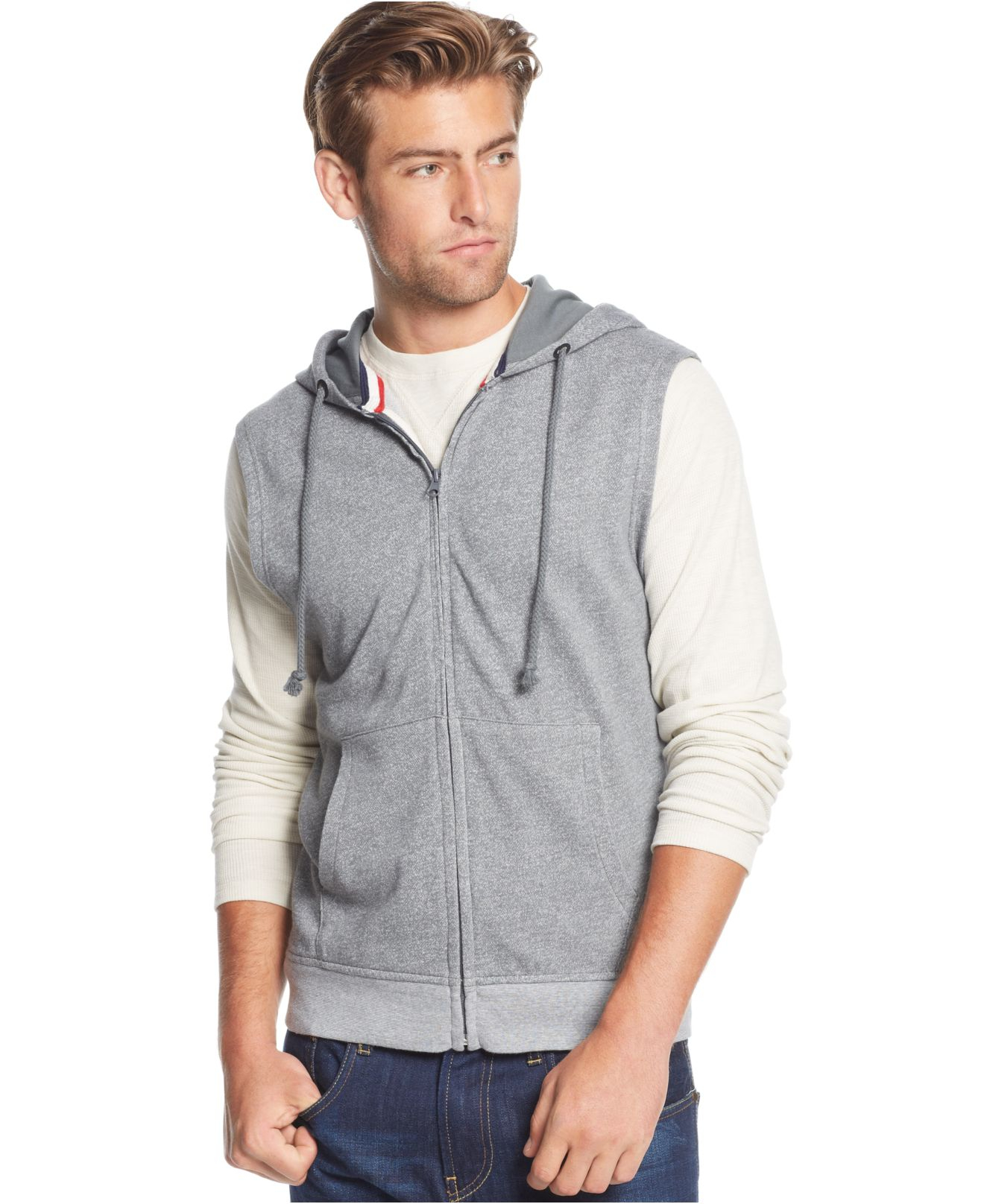 Lyst - American Rag Full-Zip Hoodie Vest in Gray for Men