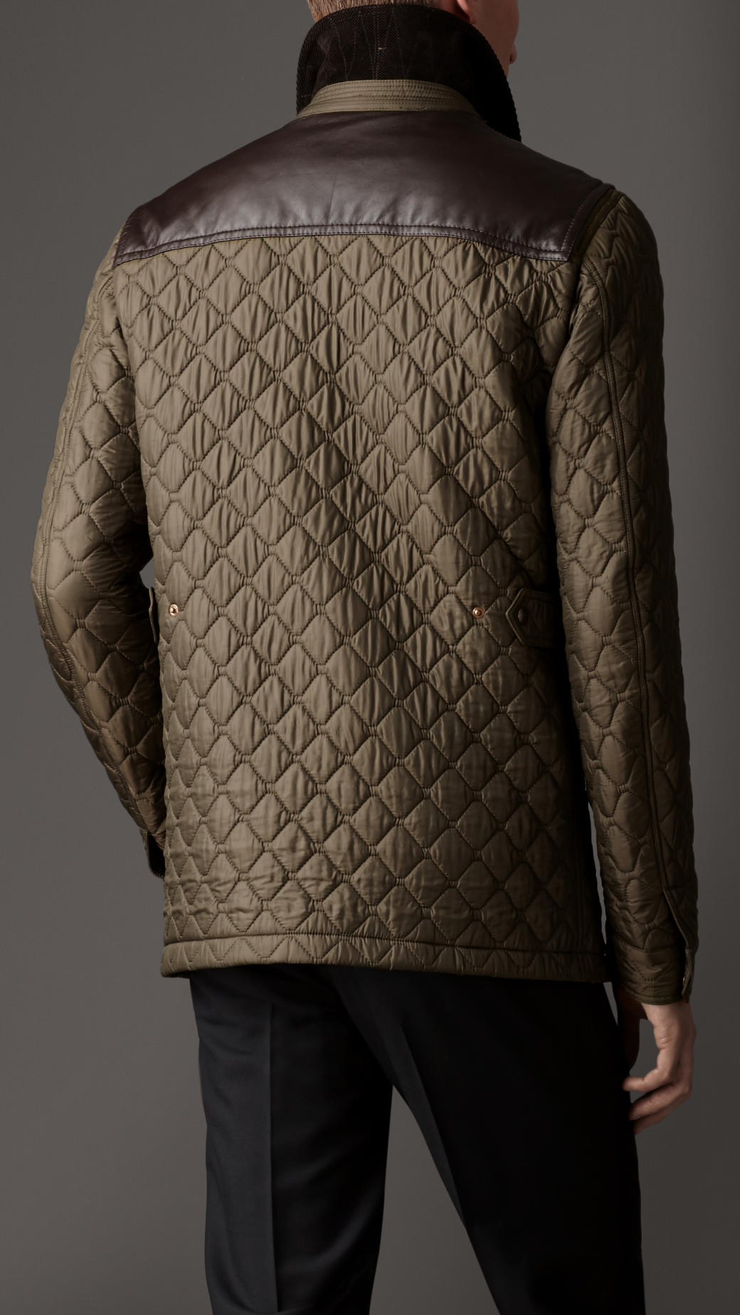 Lyst - Burberry Leather Detail Quilted Field Jacket in Green for Men