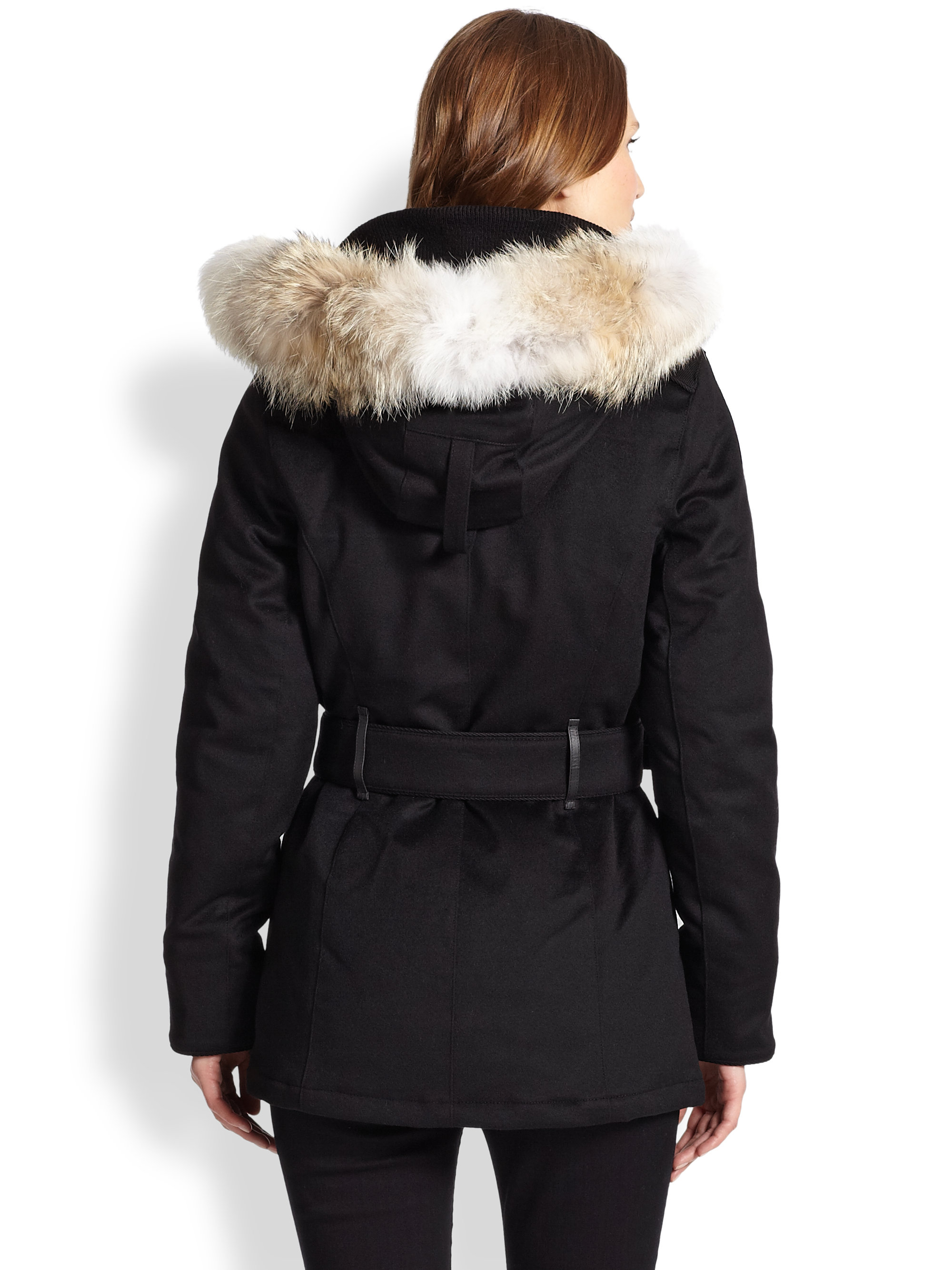 Lyst Canada goose Cortina Belted FurTrim Parka in Black