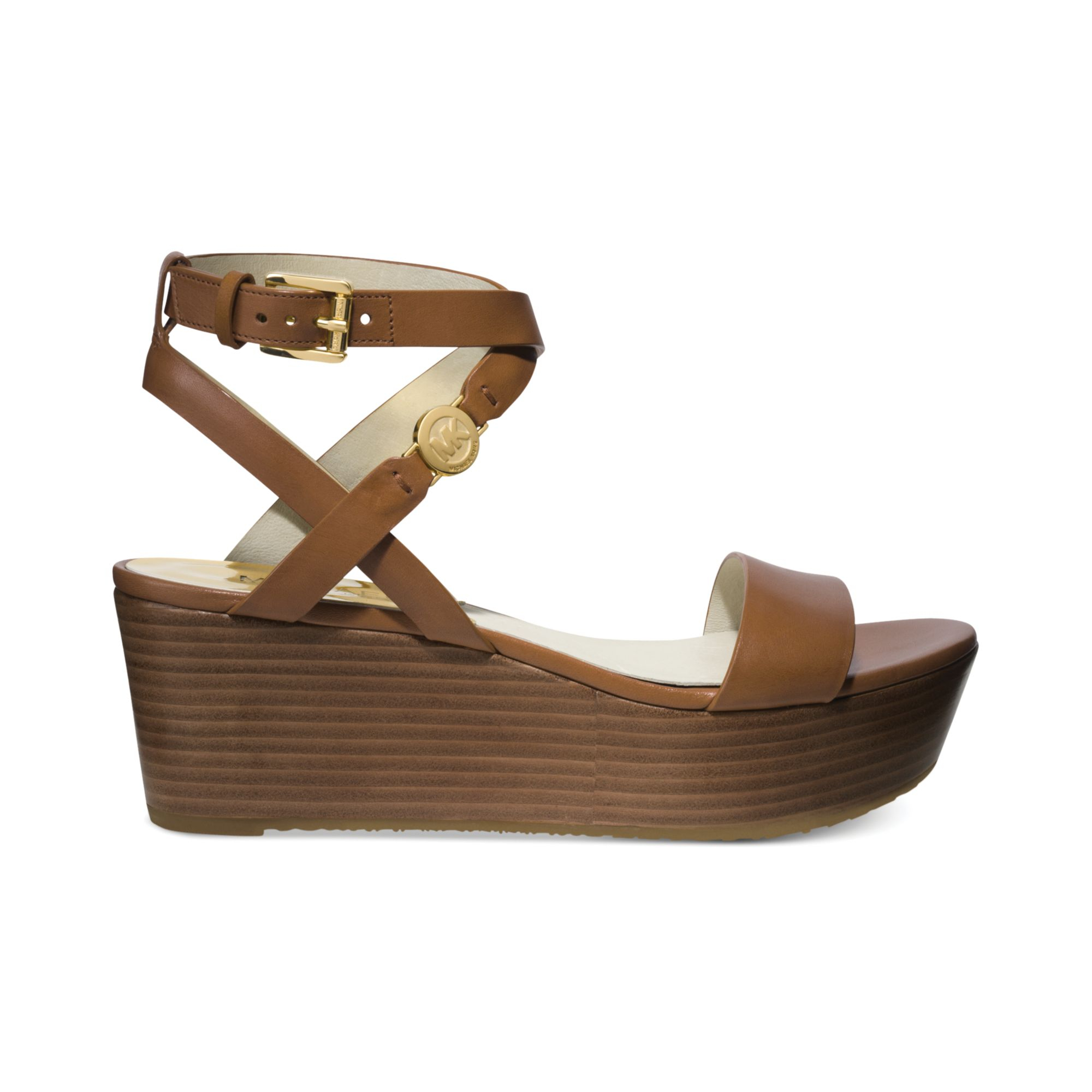 Michael Kors Michael Jalita Charm Platform Wedge Sandals in Brown | Lyst