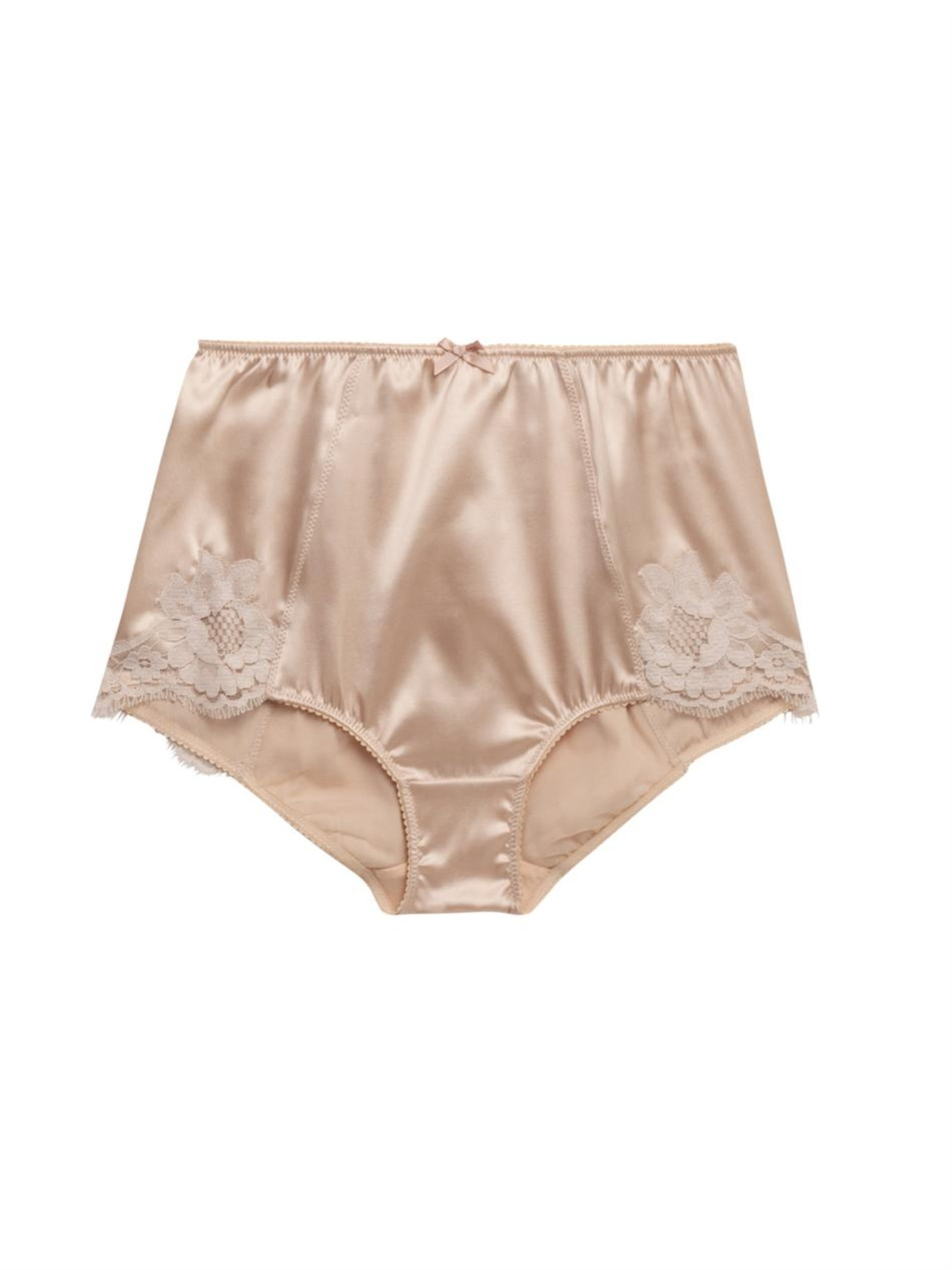 Dolce & Gabbana Satin And Lace High-waisted Briefs in Natural