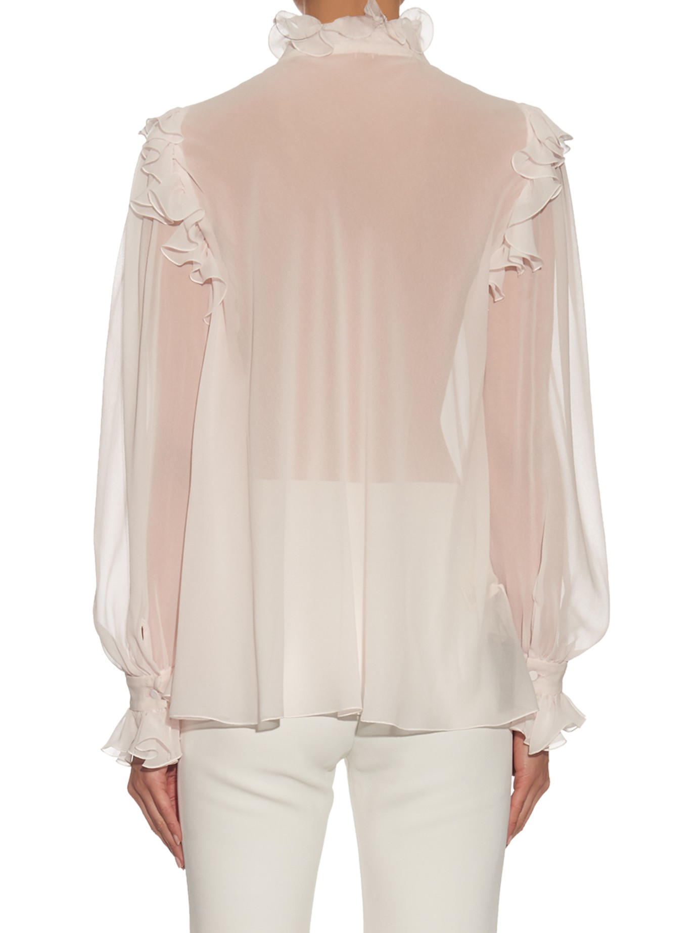 high neck silk shirt