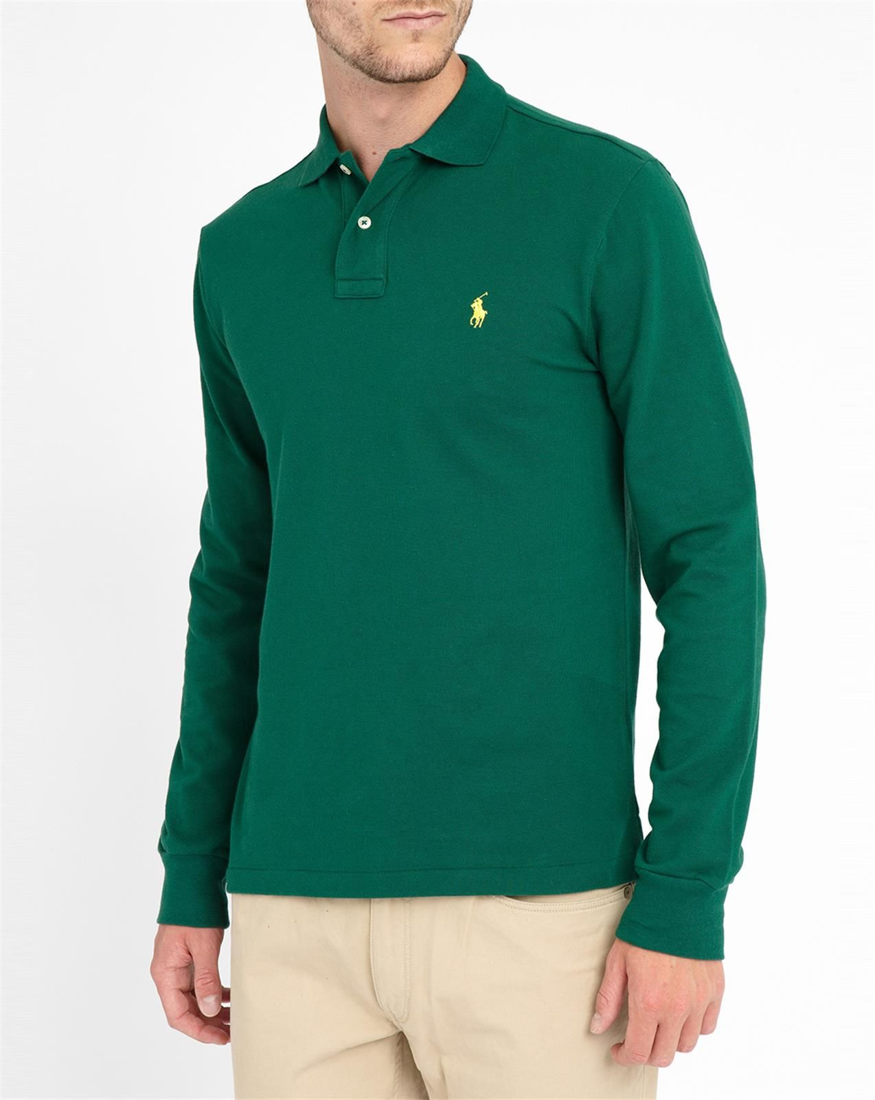 Polo ralph lauren Green Long-sleeved Slim-fit Polo Shirt in Green for ...