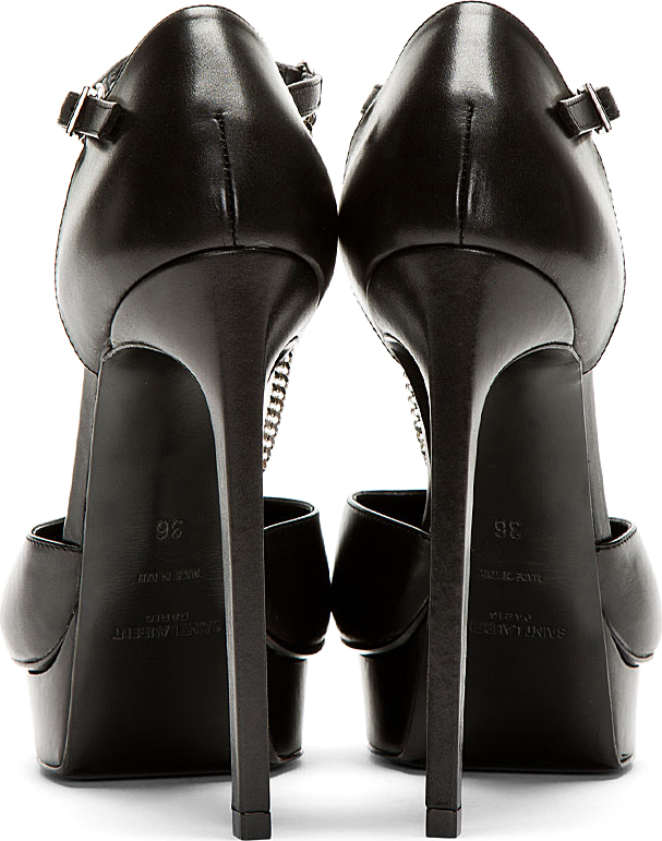 black high heels with chains