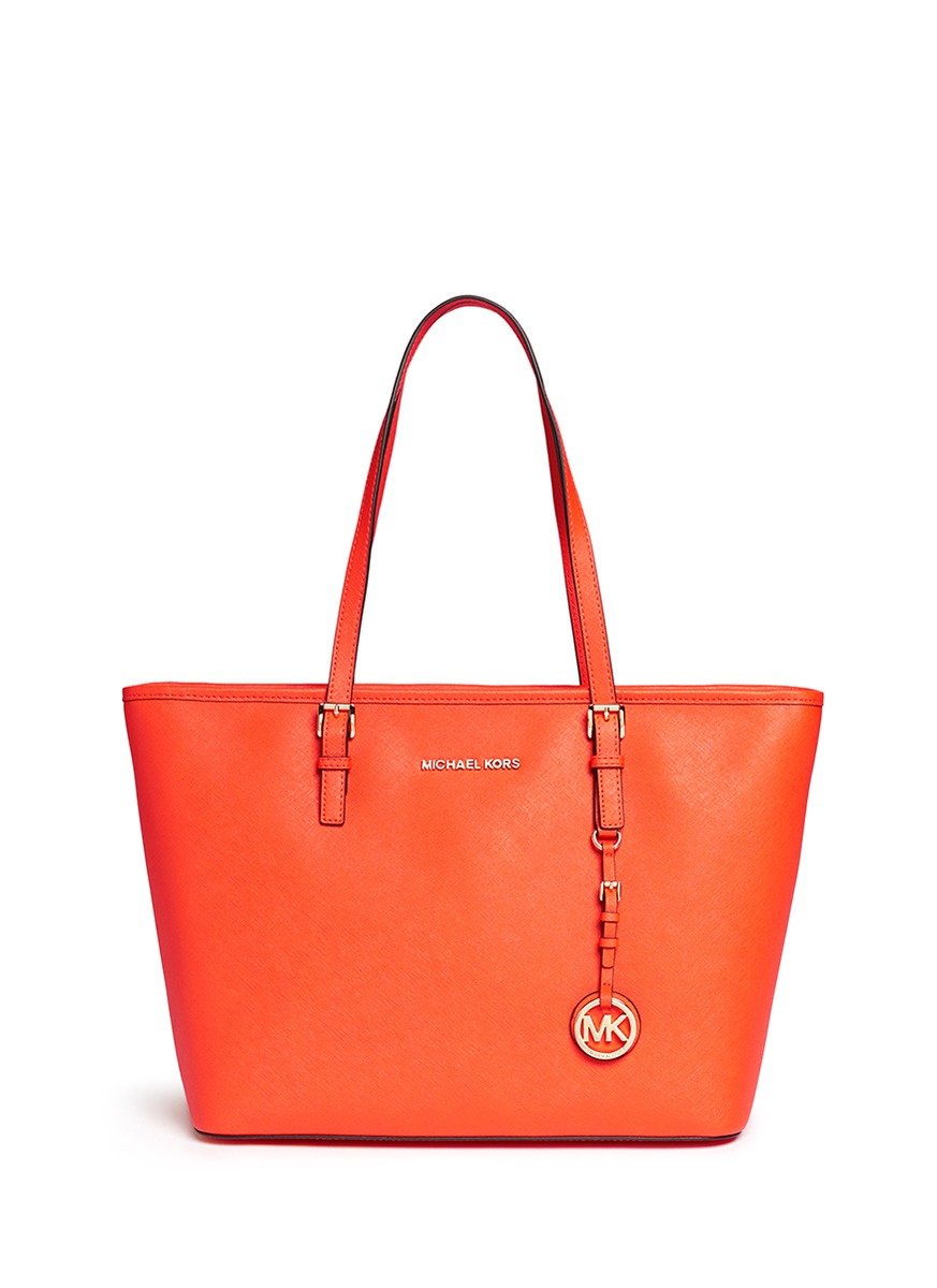 Michael Kors Mercer Leather Chain Top Zip Multi function Tote Bag Orange
