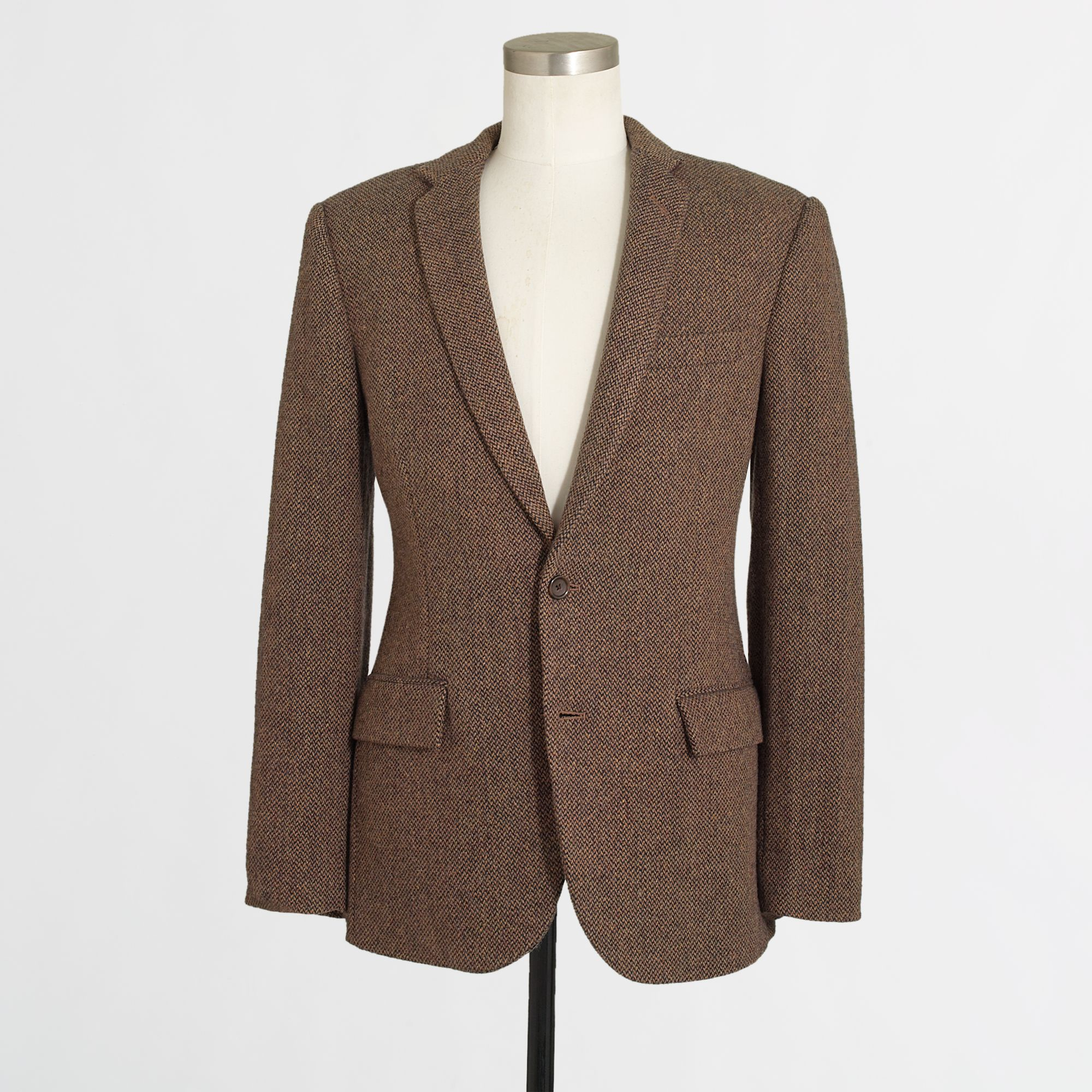 J.Crew Factory Thompson Suit Jacket with Double Vent in Tweed in Brown